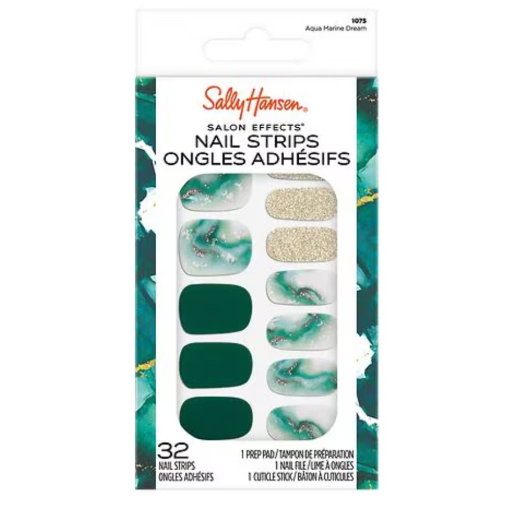 Sally Hansen Salon Effects Nail Strips Aqua Marine Dream 1075 New!